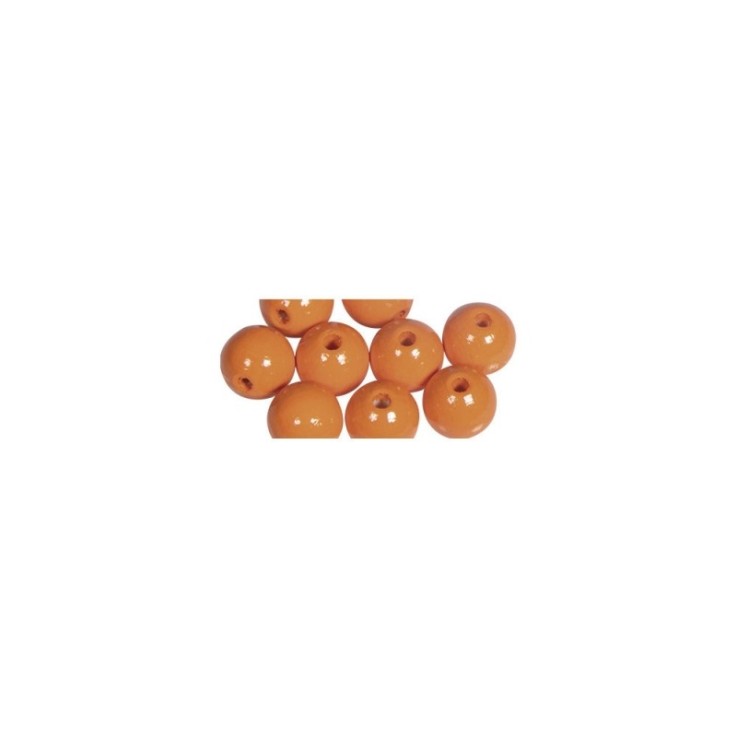 Perles en bois FSC 100%, polies, 12mm 32 pièces , orange