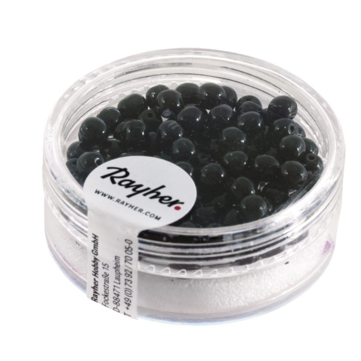 Renaissance Perles en verre , 4mm ø, noir, boîte 85 pces