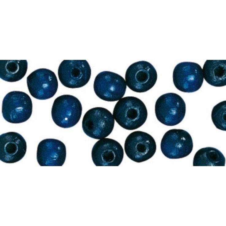 Perles en bois FSC 100%, polies, 8mm 82 pièces , bleu foncé