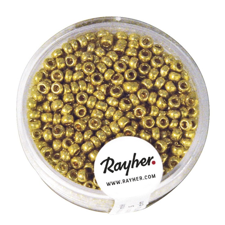 Rocailles, 2,6 mm ø, nacre, or, pas lavable, Boîte 17 g