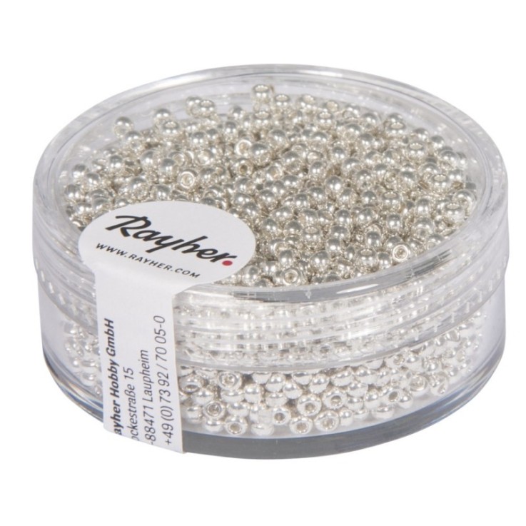 Rocailles, 2,0 mm ø, nacrées, argent, pas lavable, boîte 17 g