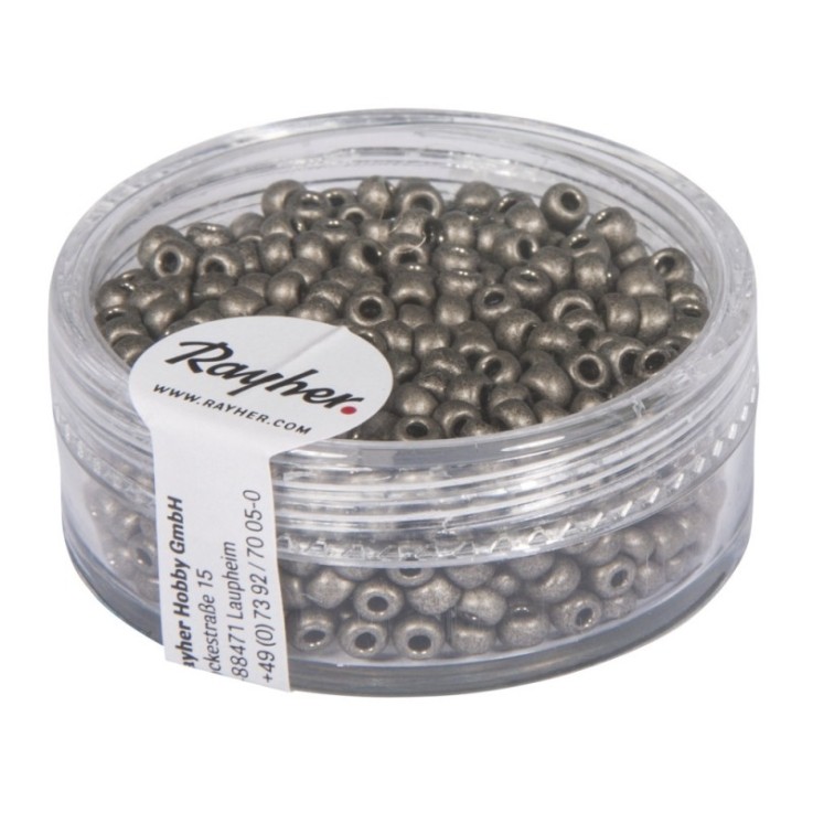Metallic - rocailles, dépolies, anthracite, 2,6 mm ø, boîte 17 g