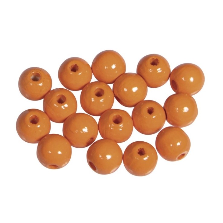Perles en bois FSC 100%, polies, 8mm 82 pièces , orange