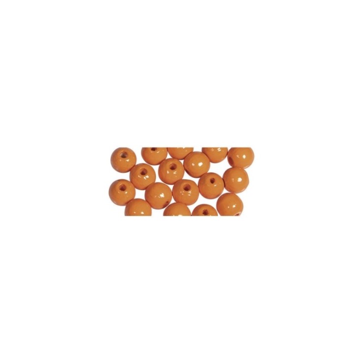 Perles en bois FSC 100%, polies, 8mm 82 pièces , orange