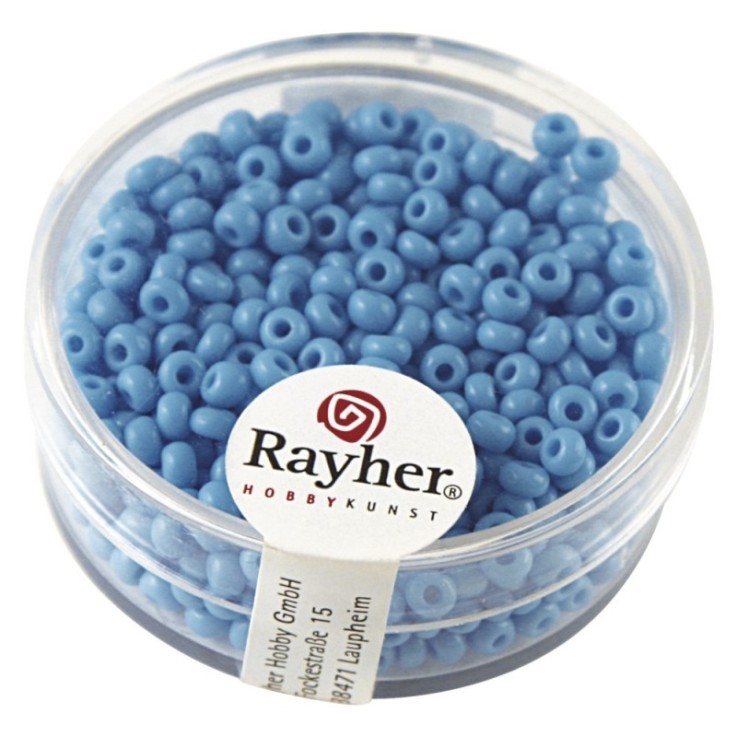 Rocailles, 2,6 mm ø, opaques, bleu clair, boîte 17 g