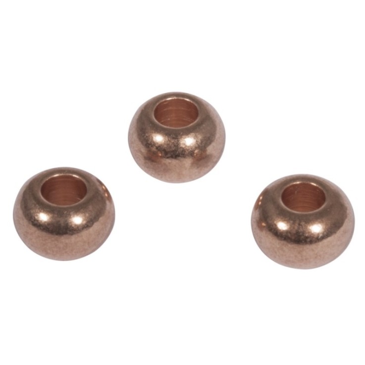 Perle en métal, 6mm ø, or rose, trou 2mm ø, 6 pces