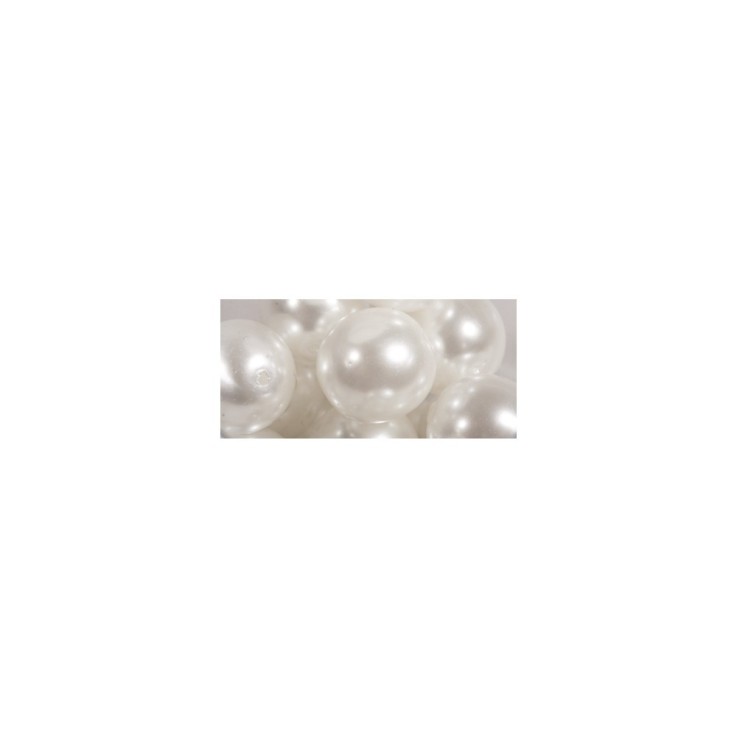 Renaissance Perles en verre , 12mm ø, blanc neige, boîte 21 pces