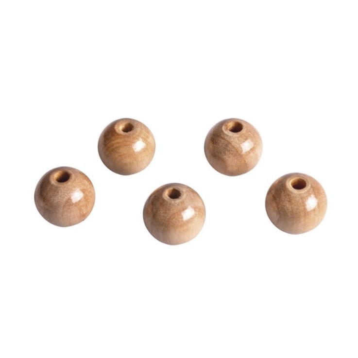 Perles en bois FSC 100%, polies, 12mm 32 pièces , nature