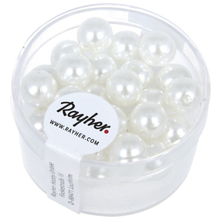 Renaissance Perles en verre , 8mm ø, blanc neige, boîte 25 pces