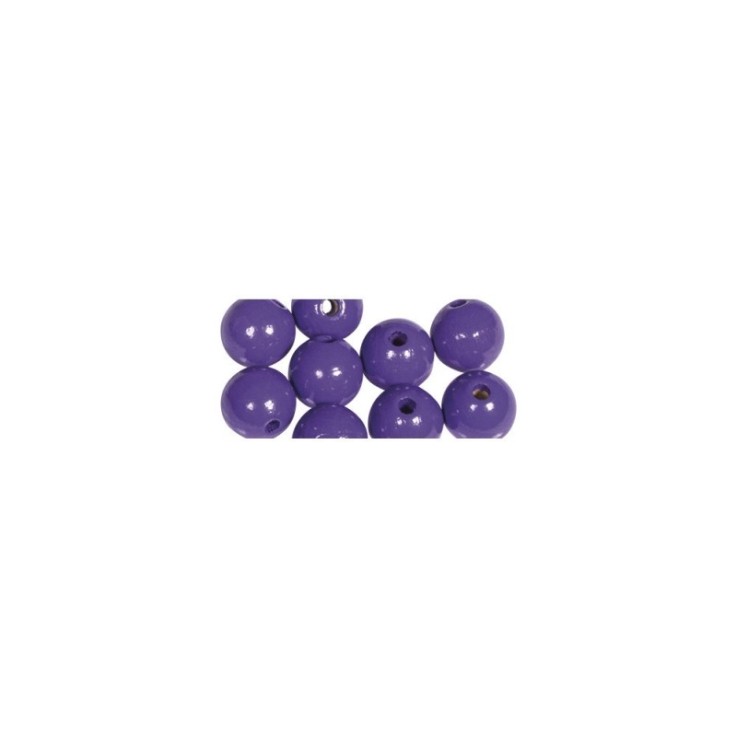 Perles en bois FSC 100%, polies, 12mm 32 pièces , lilas foncé