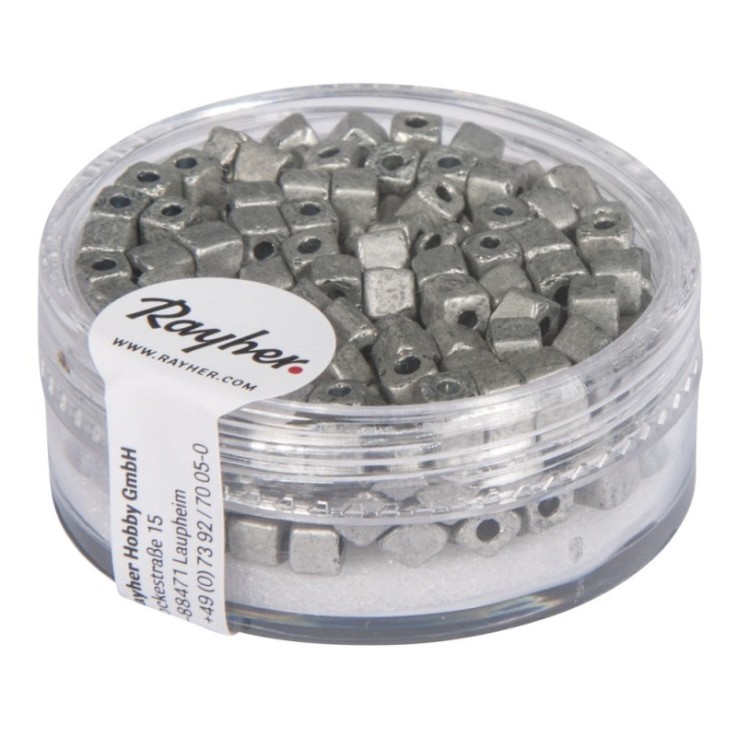Metallic - dés, dépolis, argent brillant, 3,4 mm, boîte 15 g