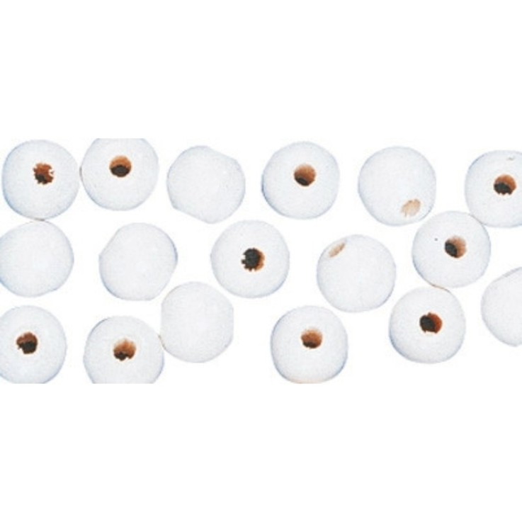 Perles en bois FSC 100%, polies, 12mm 32 pièces , blanc