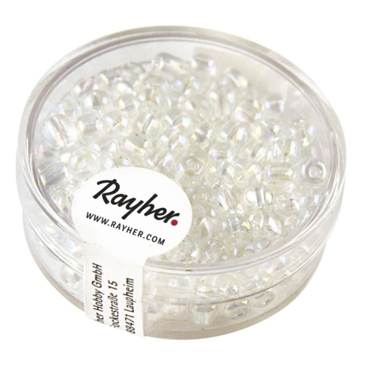 Rocailles avec garniture d'argent, 4 mm, cristal, boîte 17 g