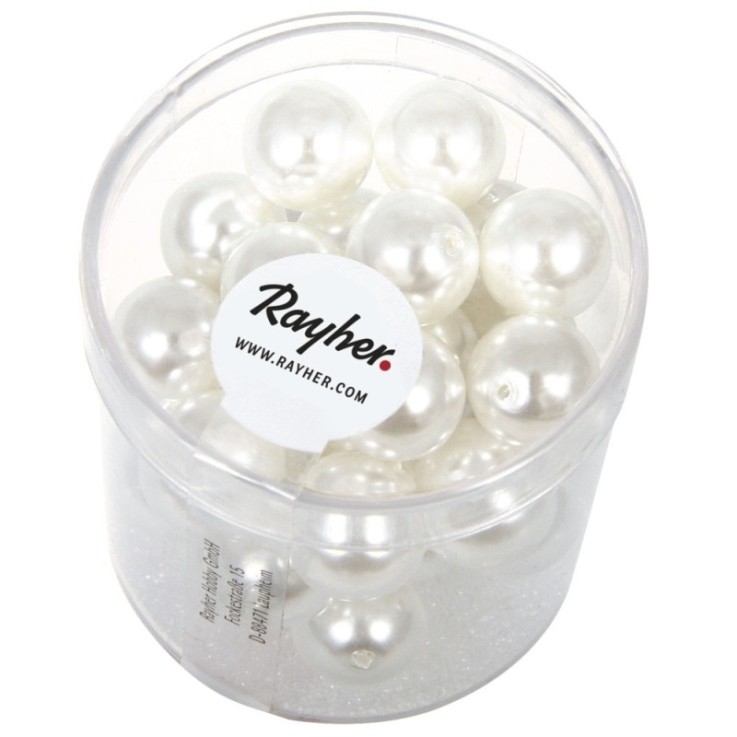 Renaissance Perles en verre , 10mm ø, blanc neige, boîte 35 pces