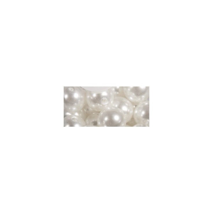 Renaissance Perles en verre , 10mm ø, blanc neige, boîte 35 pces