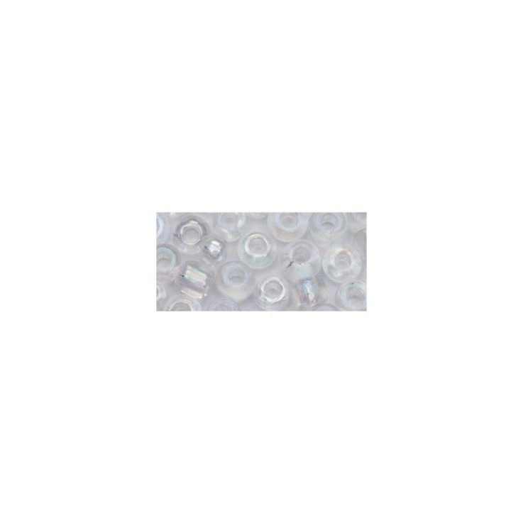 Rocailles, 2,6mm ø, transparentes lustré, argent, boîte 17 g