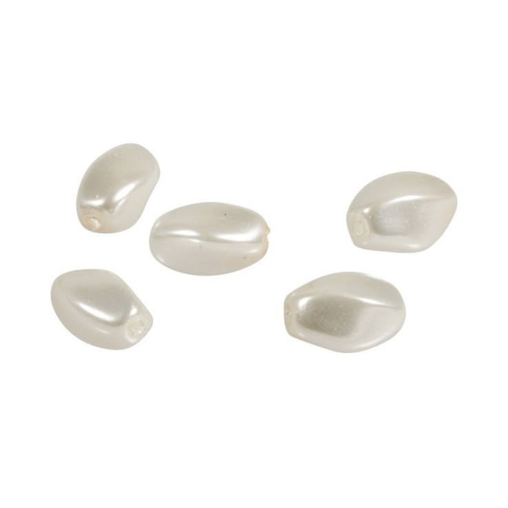 Olive Renaissance, blanc, 9x6 mm, boîte 20 pces