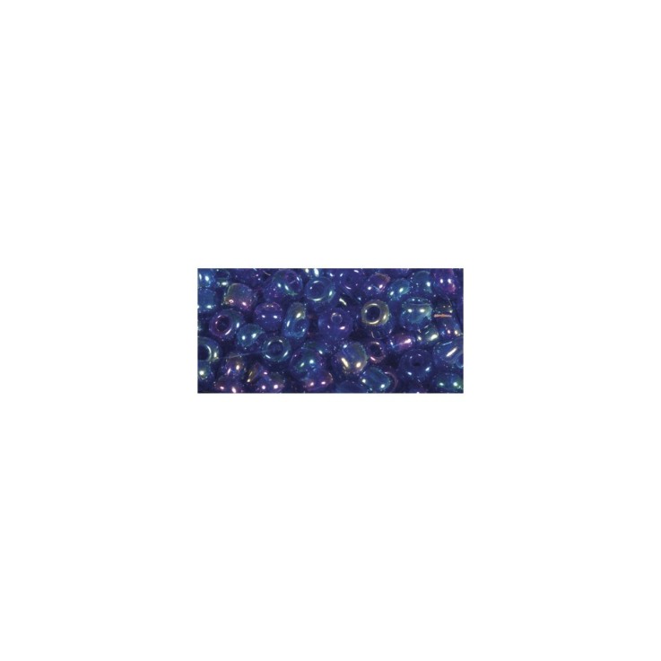 Rocailles, 2,6mm ø, transparentes lustré, bleu foncé, boîte 17 g