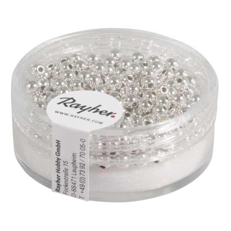 Perles en plastique, 3 mm ø, argent, boîte 240 pces