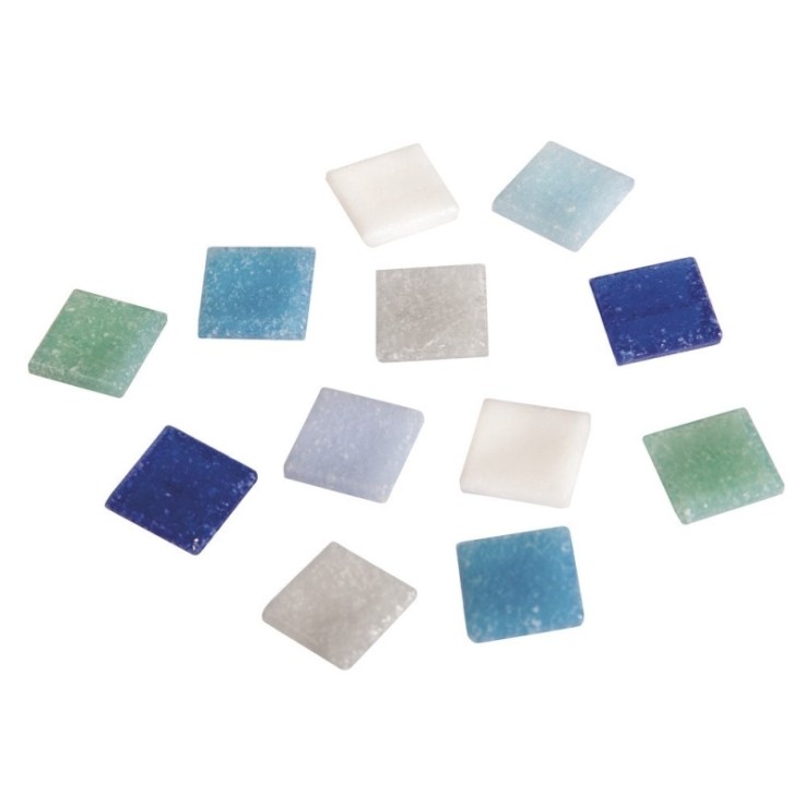 Pierres de mosaïque, 1x1cm, env. 1500 pièces, sceau 1kg, Teintes bleues