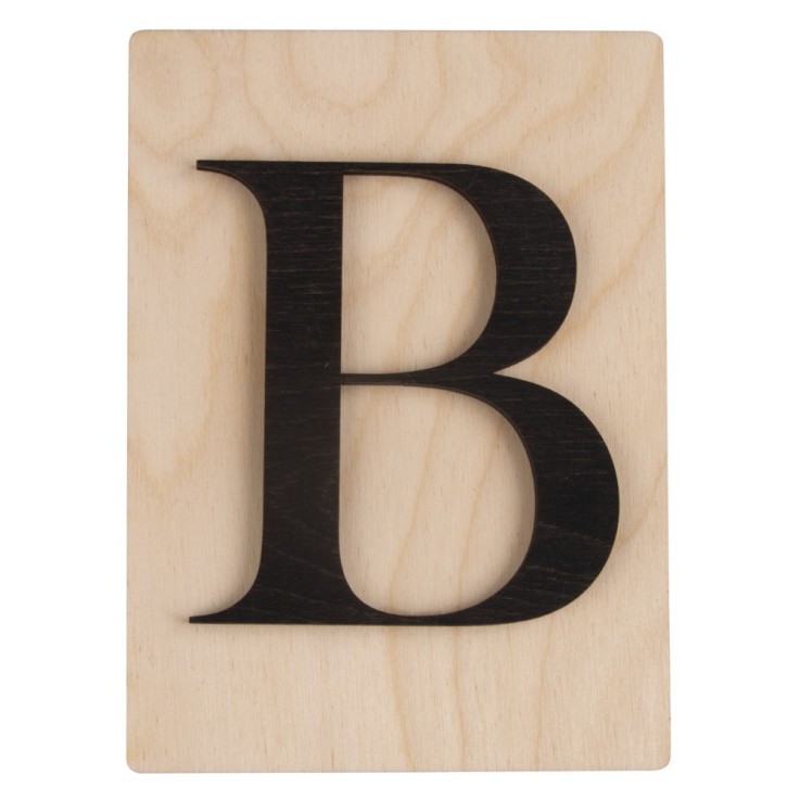 Lettre en bois B, FSC Mixed Credit, noir, 10,5x14,8cm