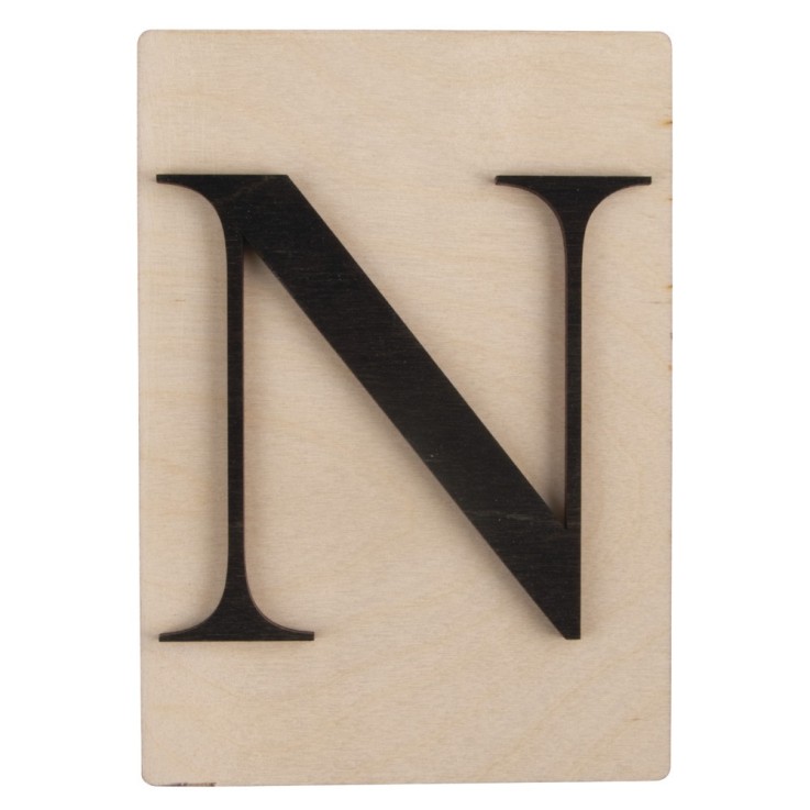 Lettre en bois N, FSC Mixed Credit, noir, 10,5x14,8cm