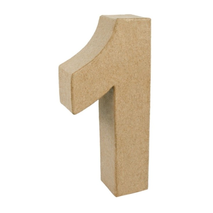 Chiffre pap. -mâché 1 FSC Recycled 100%, 15x6,5x3cm
