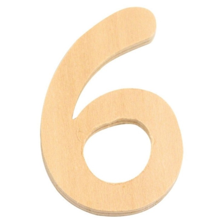 Chiffre en bois FSC Mix Credit, 6cm 6