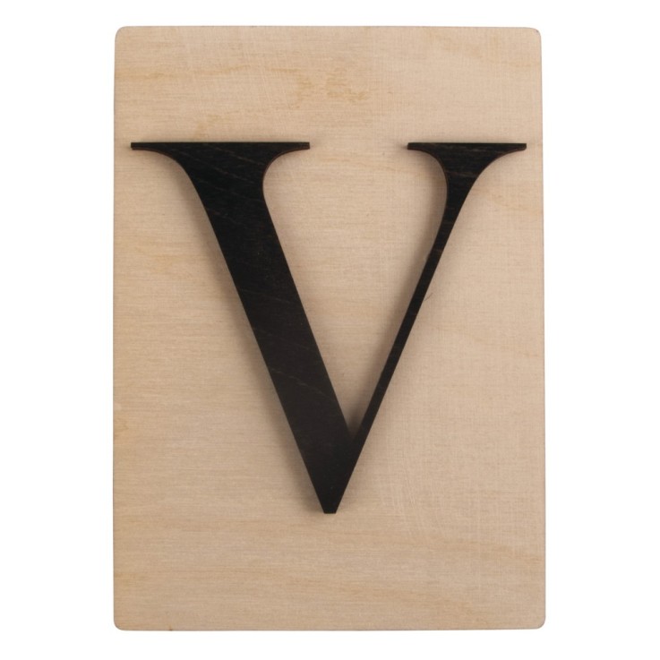 Lettre en bois V, FSC Mixed Credit, noir, 10,5x14,8cm
