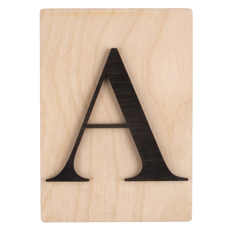 Lettre en bois A, FSC Mixed Credit, noir, 10,5x14,8cm