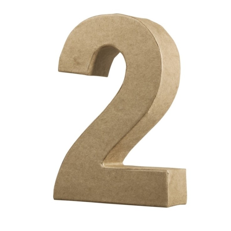Chiffre pap. -mâché 2 FSC Recycled 100%, 15x10,3x3cm