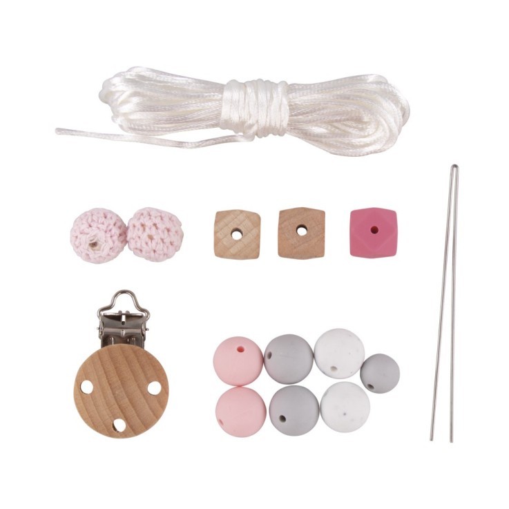 Kit: Chaînette de sucette, rose, 15 pièces, Boite