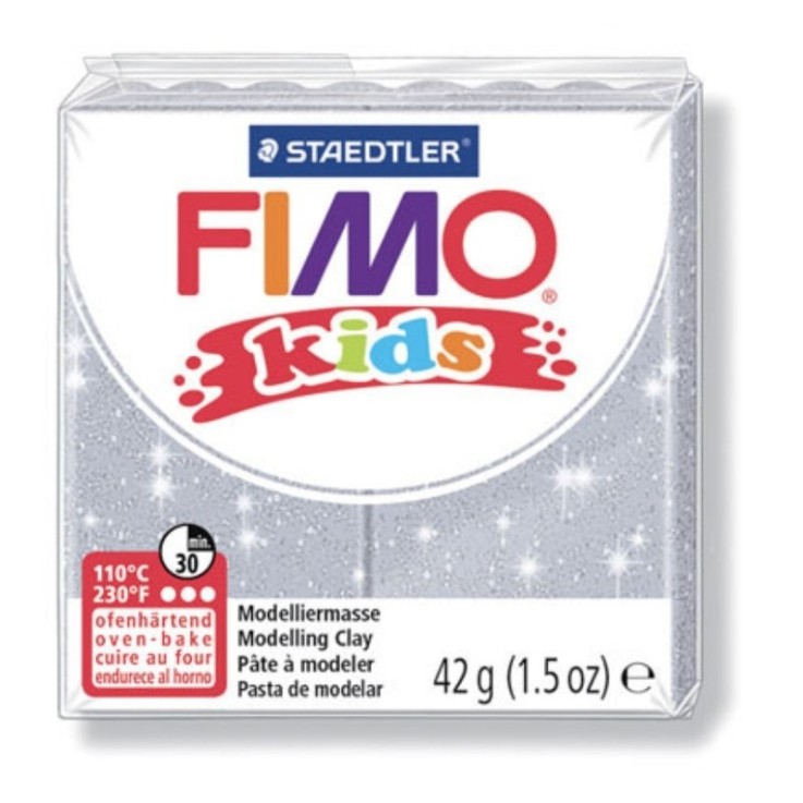 Pâte Fimo Kids 42 g Gris pailleté 8030.812