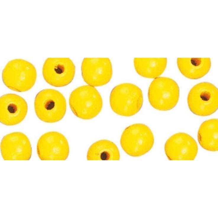 Perles en bois FSC 100%, polies, 8mm 82 pièces , jaune