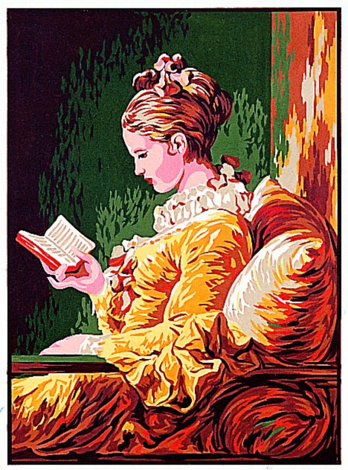 Canevas Pénélope Antique Jeune fille lisant 50x65cm