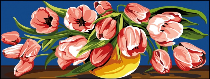 Canevas antique Débordement de tulipes 25x60cm
