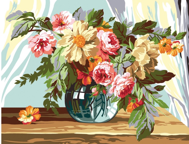 Canevas antique Bouquet 45x60cm