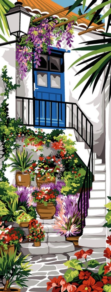 Canevas antique Arrière cour 25x60cm