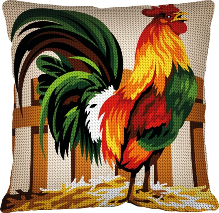 Kit Coussin Point de Croix Coq