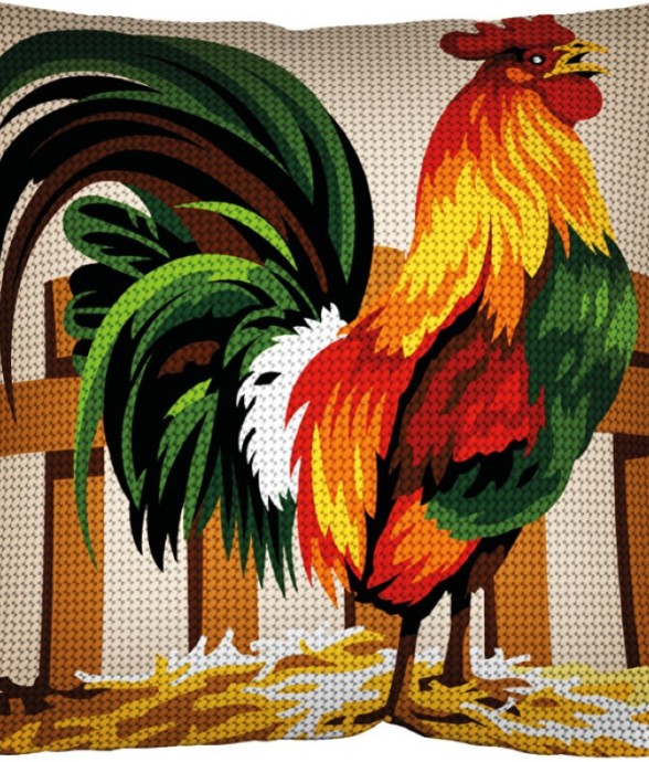 Kit Coussin Point de Croix Coq