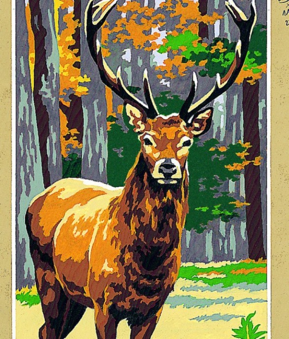 Canevas antique Le cerf...