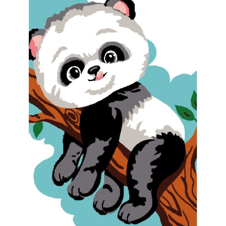 Kit Canevas Blanc Panda 20x25 cm 100% Coton