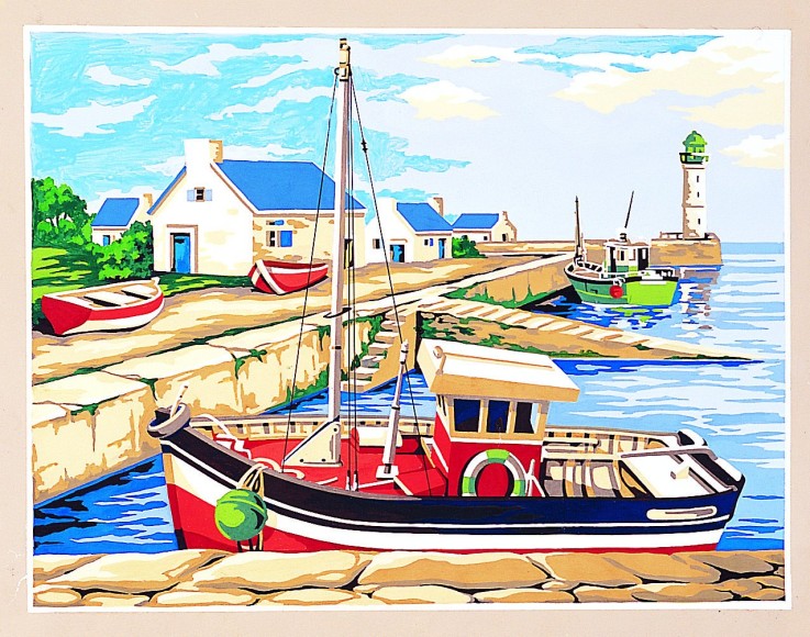 Canevas antique Le petit port 40x50cm