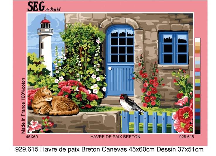 Canevas antique Havre de paix breton 45x60cm