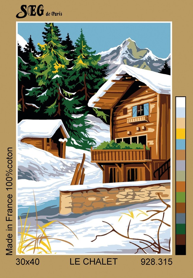 Canevas antique Le chalet 30x40cm