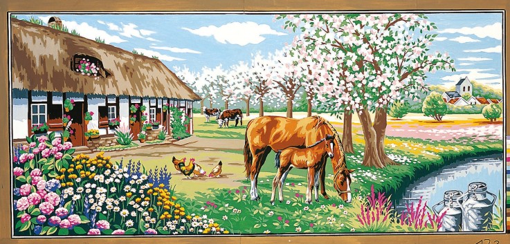 Canevas Pénélope Antique Le bocage fleuri 65x130cm