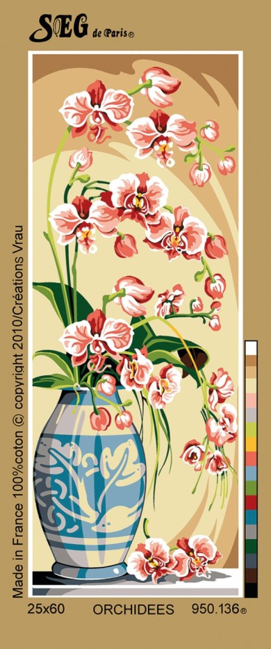 Canevas antique Orchidées 25x60cm