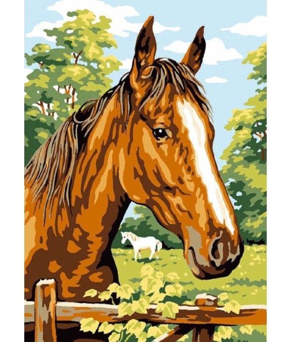 Canevas antique Cheval 32x50cm