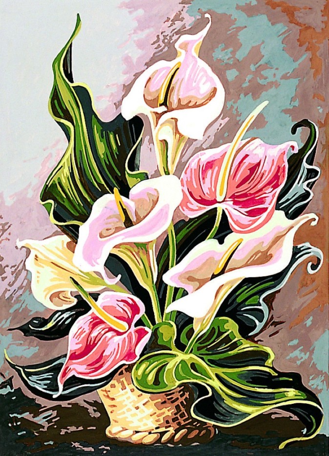 Canevas antique Harmonie rose 45x60cm