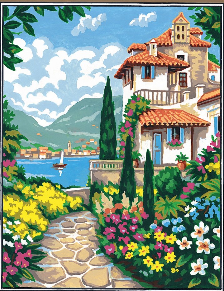 Canevas Pénélope Antique La villa fleurie 50x65cm